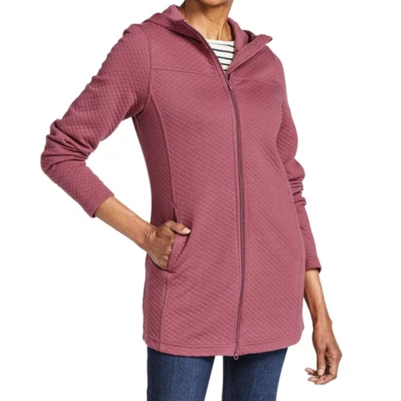 L.L. Bean Jackets & Blazers - L.L. BEAN Women's Soft Cozy Light‎ Quilted Hooded Tunic Jacket Mauve Medium